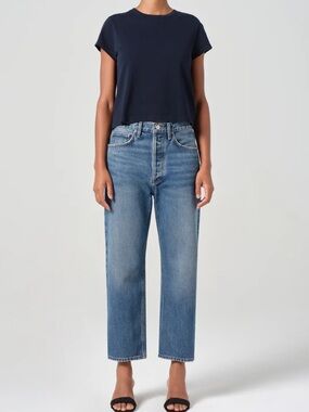 Agolde (31) 90’s Crop Mid Rise Loose Straight Distressed